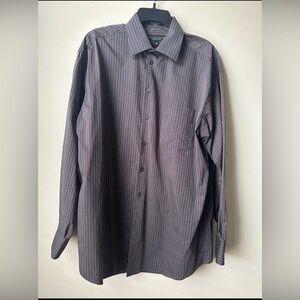 Crazy Horse Mens Dress Shirt 16 34/35 Pinstripe Long Sleeve 100% Cotton